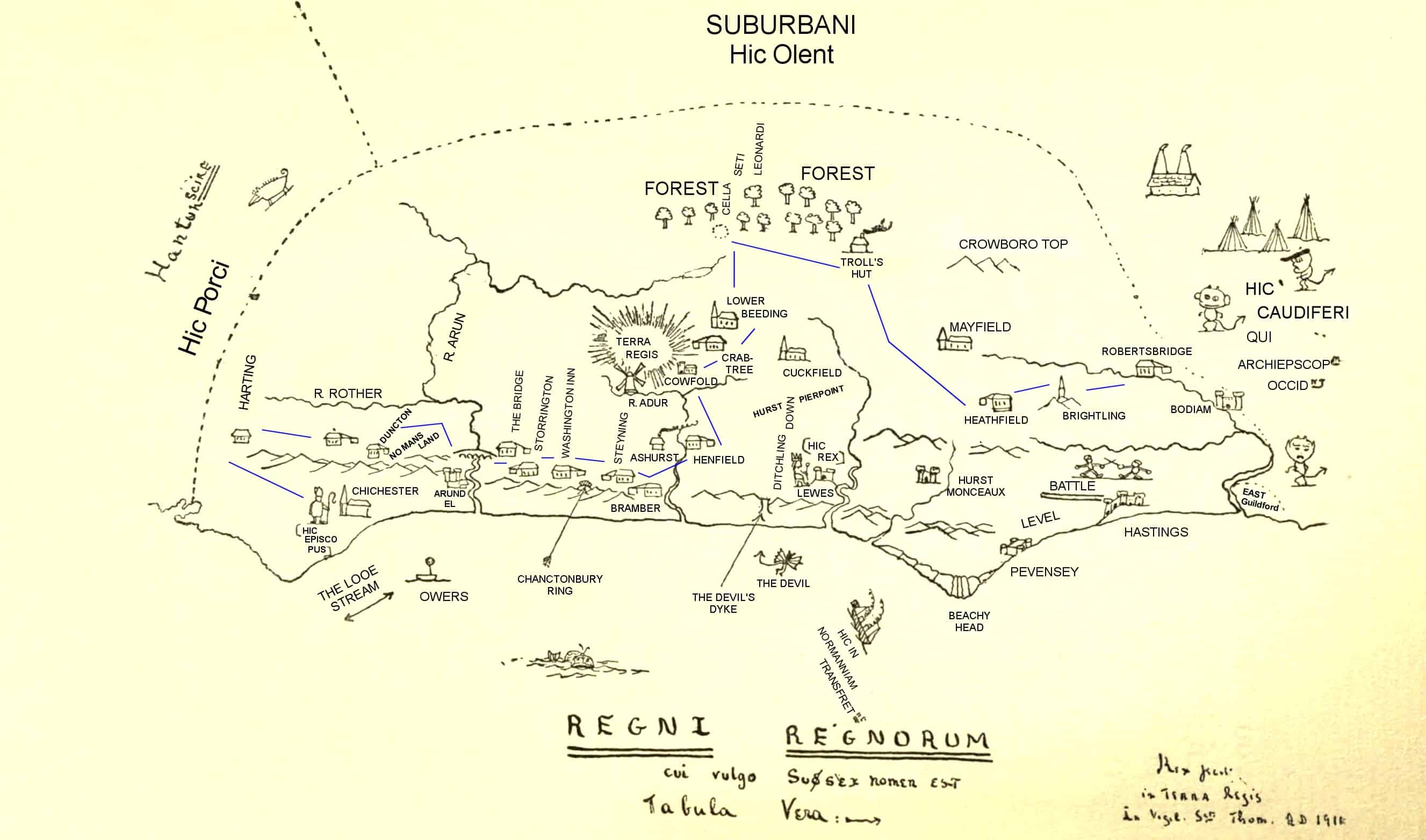 The Four Men A Farrago: Hilaire Belloc Sussex Map